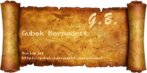Gubek Bernadett névjegykártya